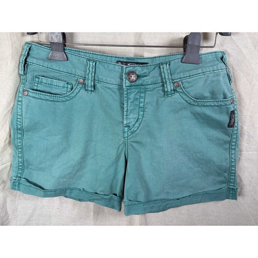 Silver Jeans Co. McKenzie Women Shorts SZ 29 Cuff Western Glove Works Green READ